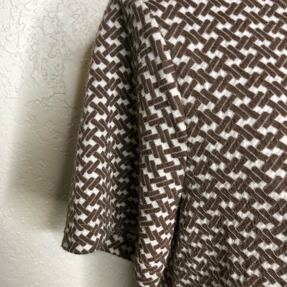 Tyler Boe brown white geometric knit collared shift dress size Medium - Picture 8 of 16